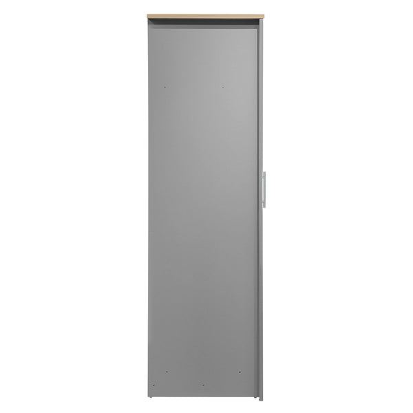 English Elm Three Door Pine Wardrobe with Two Drawers & Dual Hanging Rods, Gray Storage Armoire for Closet Organization, Sturdy MDF Build GX001834AAE