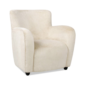 English Elm Jennifer Taylor Home - Wolffe Curved Arm Accent Chair 32" in Crème de la Crème White Faux Fur — Plush Rounded Arms, Cozy Elegance B2719P238279