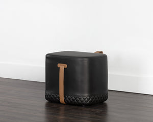 Sunpan Axio Ottoman - Stylish Square Faux Leather Design with Diamond Tufting for Modern Interiors Napa Black / Napa Cognac