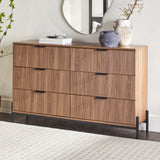 6 Drawer Dresser with Reeded Drawer Fronts - Mocha PRSB5BMO Walker Edison