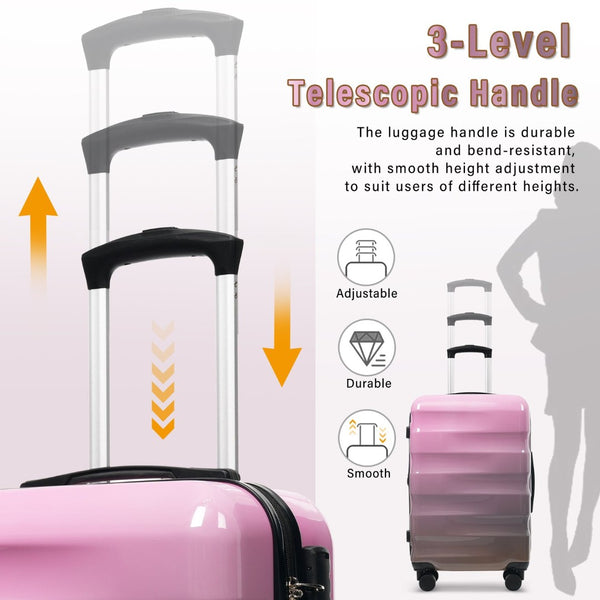 English Elm Luggage Set 3 Piece Hardshell Pc+abs Spinner Suitcases with Tsa Lock Expandable Gray,Pink N730P264591P