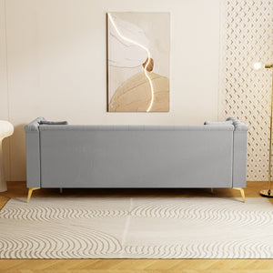 English Elm Fx-P83-Lg4 Compact Mid-Century Modern Sofa With Soft Faux Sherpa & Gold Accents For Luxury Comfort W576S00223