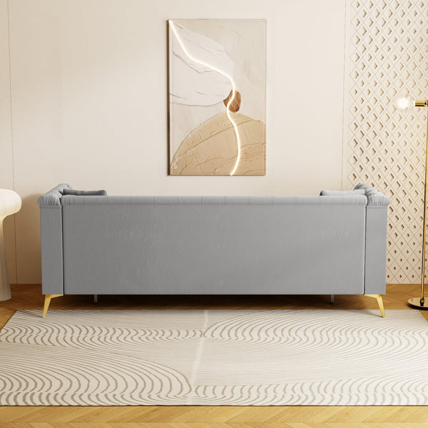 English Elm Fx-P83-Lg4 Compact Mid-Century Modern Sofa With Soft Faux Sherpa & Gold Accents For Luxury Comfort W576S00223