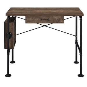 English Elm Weathered Oak And Black Writing Desk - Charming Home Office Furniture With Ample Storage Space B062P184540-GIGA