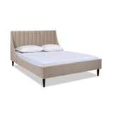 English Elm Aspen Vertical Tufted Modern Headboard Platform Bed Set, Queen, Mink Beige Performance Velvet