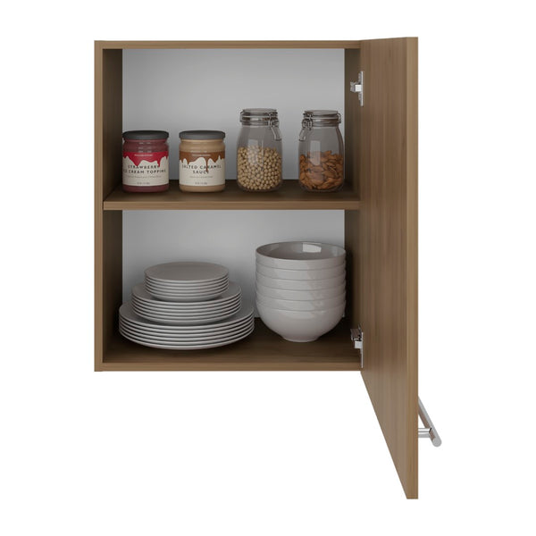 English Elm Manchester White Wall Mounted Cabinet Two Shelf Single Door Bathroom Kitchen Storage Natural Wood B200P474563