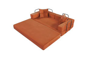 English Elm Sleeper Convertible Futon Sofa Bed with Corduroy Fabric, Ergonomic Foam Support and Space-Saving Design Orange W1708P355154