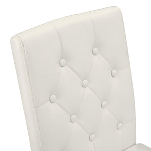 English Elm 4-pack PU dining chairs with ergonomic buckle backrest, high-density sponge seat, gold metal legs elegant luxury White+Silver W1151P295715