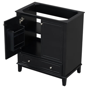 English Elm 30" Matte Black Bathroom Vanity Base Solid Wood Frame Mdf Storage Cabinet Modern N725P186143B