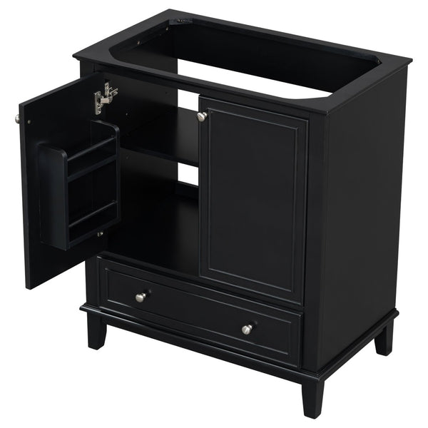 English Elm 30" Matte Black Bathroom Vanity Base Solid Wood Frame Mdf Storage Cabinet Modern N725P186143B