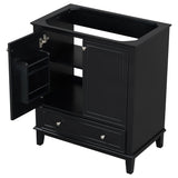 English Elm 30" Bathroom Vanity Without Sink, Base Only, Multi-Functional Bathroom Cabinet With Doors and Drawer, Solid Frame and Mdf Board, Black