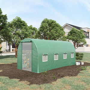 English Elm Outsunny Walk-in Hoop Greenhouse Steel Frame Pe Cover Ventilation for Year-round Growing W2225P217790