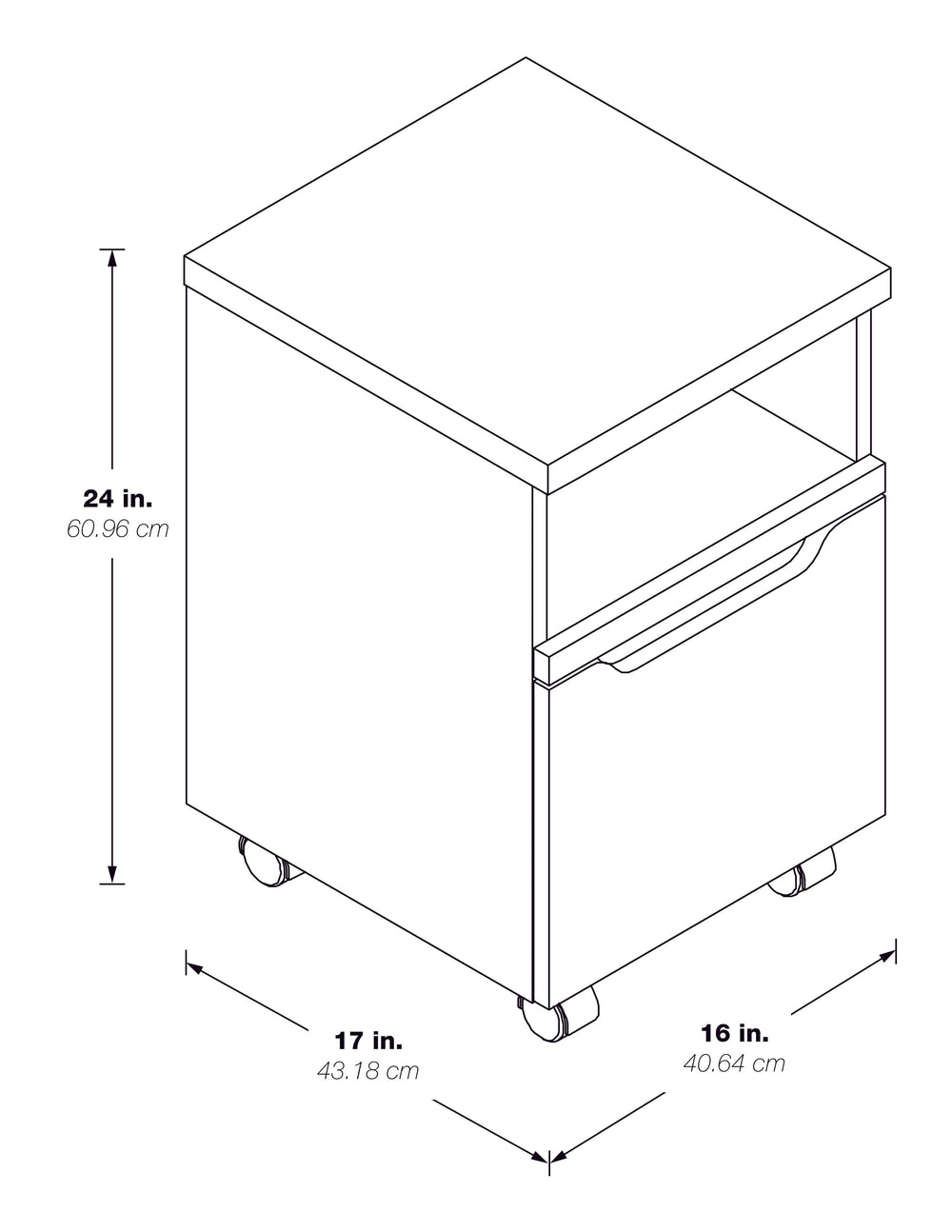 OSP Home Furnishings Denmark Rolling File Natural