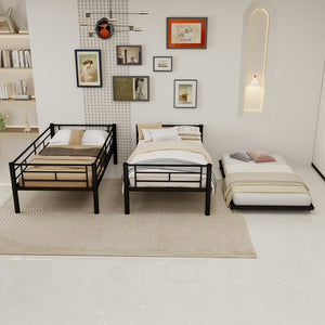 English Elm Heavy-duty Metal Twin over Twin Bunk Bed Black – Rust-Resistant Steel, Safety Rail, Non-Slip Ladder W1935P294225