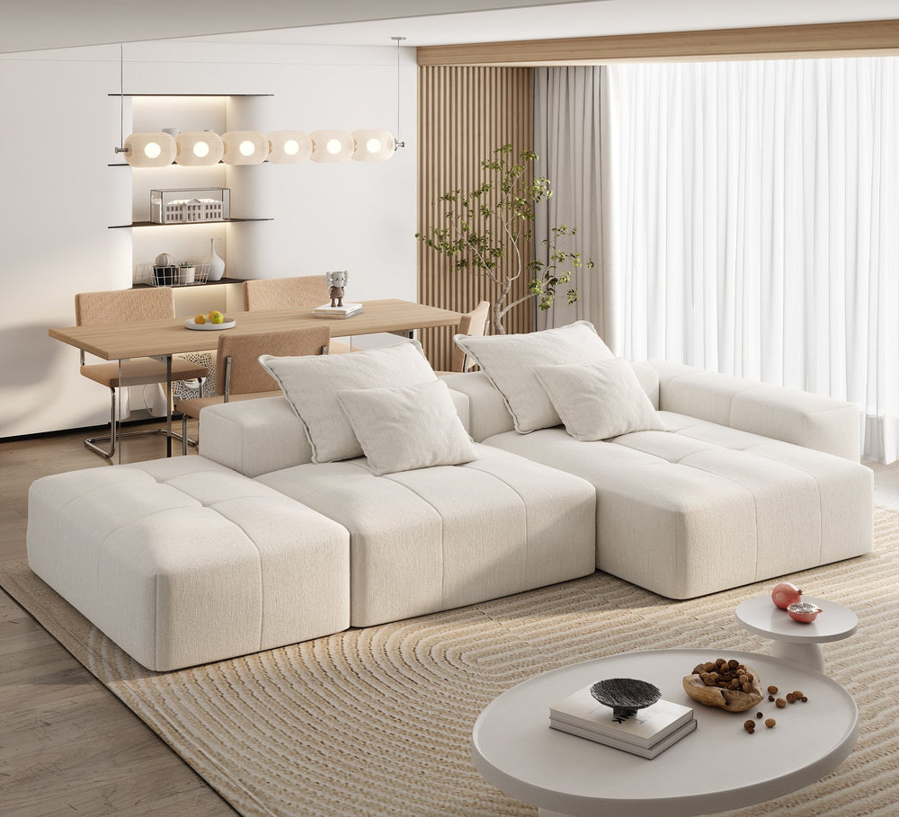 English Elm Modern Oversized Modular Sectional Sofa With Soft Chenille Fabric, Customizable Layout & 4 Pillows W1885S00057