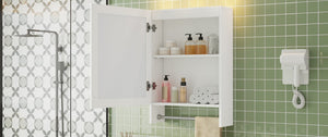 English Elm 3-in-1 Wall Medicine Cabinet with Soft Close Mirror Door Towel Bar and Adjustable Shelf N710P388096K