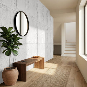 English Elm 3d Faux Stone Pu Wainscoting Panels Lightweight Waterproof Interior Accent Wall Set White Marble W347P478049