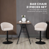 English Elm Homcom Adjustable Swivel Bar Stools Set Of 2, Linen Touch Fabric, ‎Beige