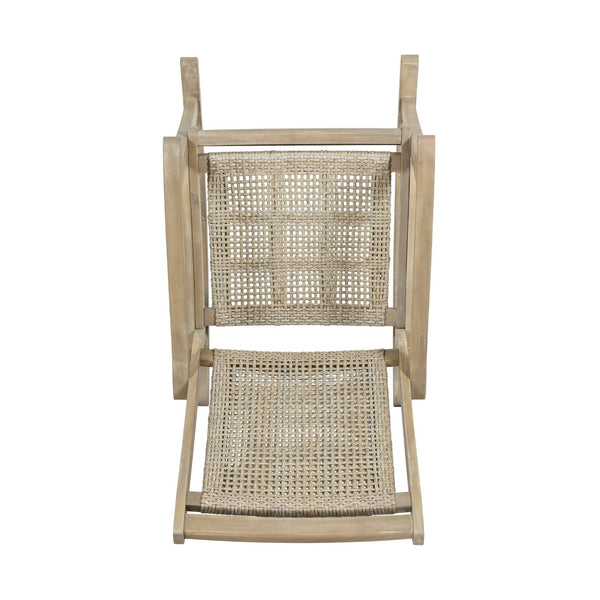 English Elm Lucas Outdoor Rocking Chair Acacia Wood Frame Hand-woven Rattan Porch Seat 69957.00MLBRN