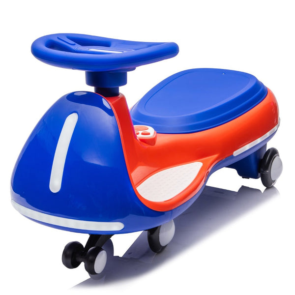 English Elm 12v Kids Ride on Wiggle Car with Dual Motors Led Wheels Bluetooth and Triangular Frame Blue,Red W1578P390176