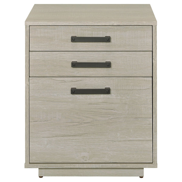 English Elm Loomis White Washed Grey 3-Drawer File Cabinet — Rustic Modern Accent with Tufted Tuxedo Arm, Plush Comfort B062P344974