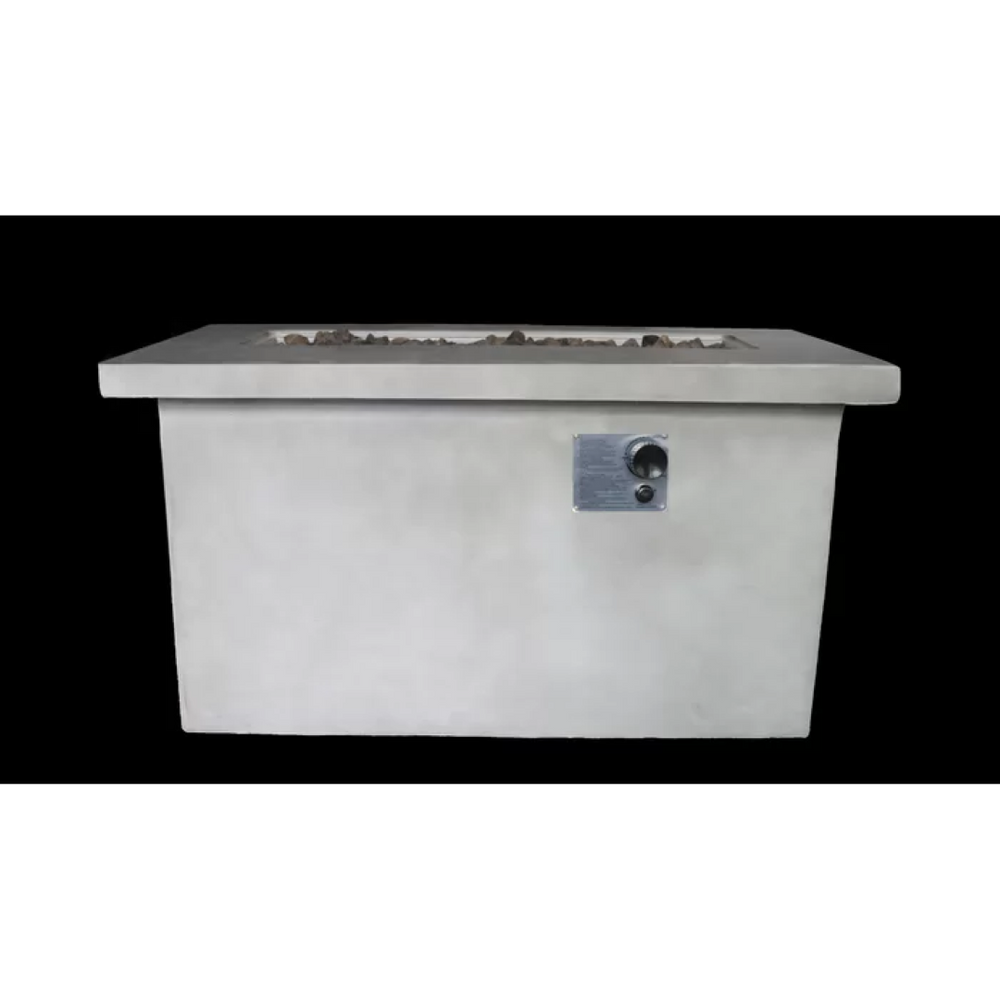English Elm 24'' Concrete Outdoor Fire Pit Table with Dual Fuel Lava Rock Modern Patio Design B120P203748