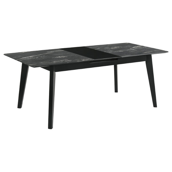 English Elm Spivey Mid-century Faux Marble Extendable Dining Set with Wishbone Chairs Seats Four B062S01472