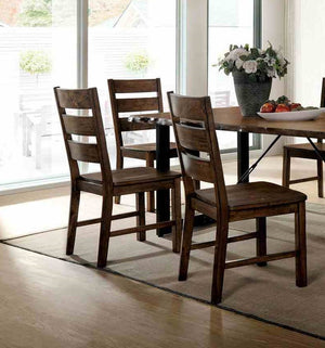 English Elm Industrial 2pc Side Chair Walnut Finish Ladder Back Wooden Seat Live Edge Industrial Accent Design B2741P408879