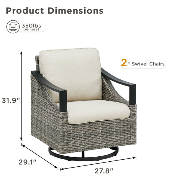 English Elm Outdoor Pe Wicker Lounge Chair Set of 2 with Deep Cushioned Seats for Patio Decks Beige T3773P416059