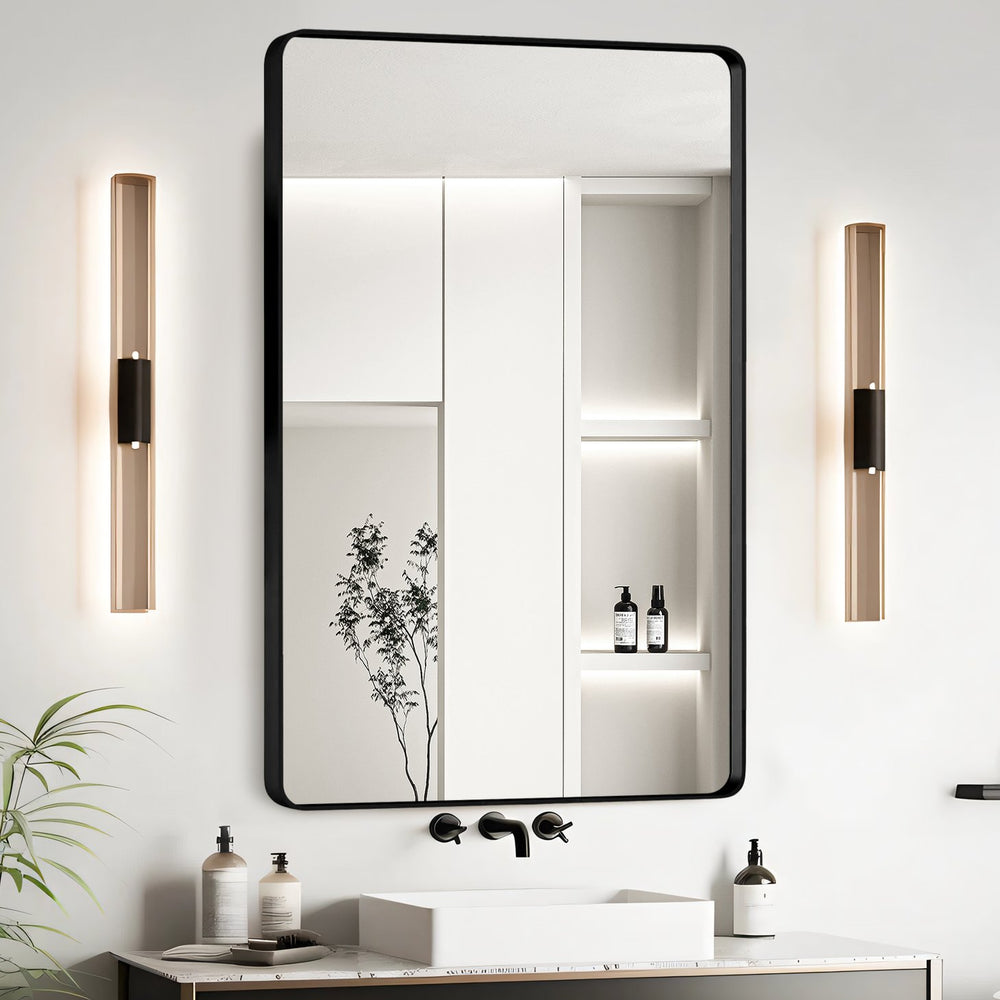 English Elm 23x30 Black Aluminium Frame Mirror – Tempered Glass, Anti-Rust Frame, Explosion-Proof Membrane, Easy Hang T3757P347033