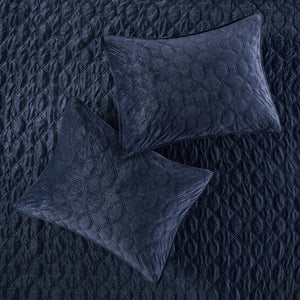 English Elm 3 Madison Park Harper Velvet Quilt Set King/Cal King Soft Geometric Quilted Texture Antimicrobial Finish Navy 17.72 L x 16.14 W x 8.27 H B03597472