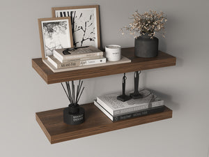 English Elm Ecco Floating Shelves Set of 2 31.5" — Sleek Matte Finish, Hidden Brackets, Sturdy Display Solution Dark Brown 32 L x 11 W x 4 H B200P350336
