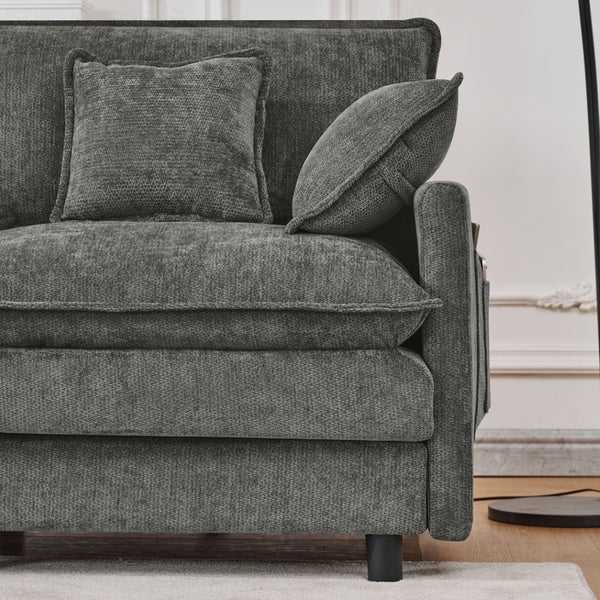 English Elm 101.9-inch Chenille Modular Sofa with Movable Footstool for Living Room Comfort W288S00033