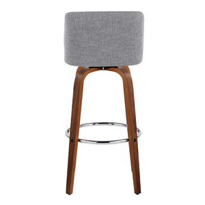 English Elm Toriano 30" Mid-Century Modern Barstool Set Of 2 - Stylish Swivel Design With Walnut & Grey Fabric B202S00675-GIGA