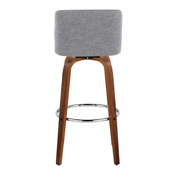 English Elm Toriano 30" Mid-Century Modern Barstool Set Of 2 - Stylish Swivel Design With Walnut & Grey Fabric B202S00675-GIGA