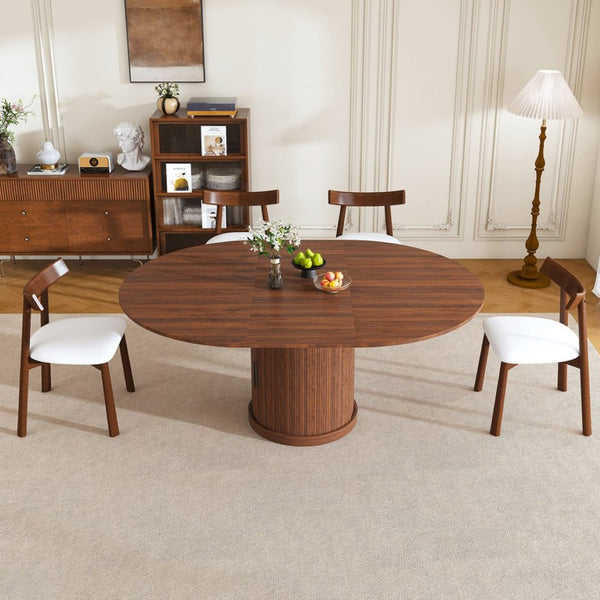 English Elm 59-inch Expandable Glass Top Dining Set Seats 8 with Upholstered Chairs X-base W2700S00113