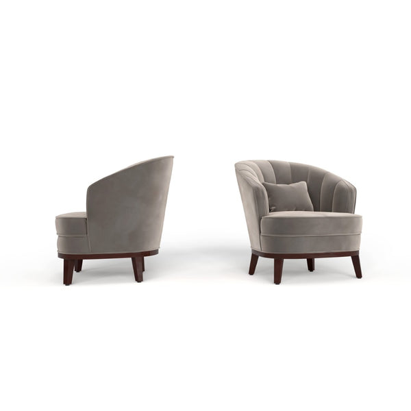 English Elm 1pc Barrel Accent Chair Channel-tufted Velvet Upholstery Mid-century Bedroom Lounge Seat Grey B011P479016