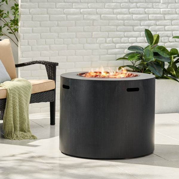 English Elm Circular Powder Coated Iron Propane Fire Pit 50000 Btu Outdoor Patio Gatherings N772P405046B