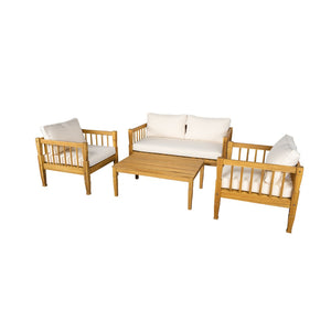 English Elm 4-piece Outdoor Acacia Wood Conversation Set with Deep Seating and Teak Finish Patio SD100002AAD