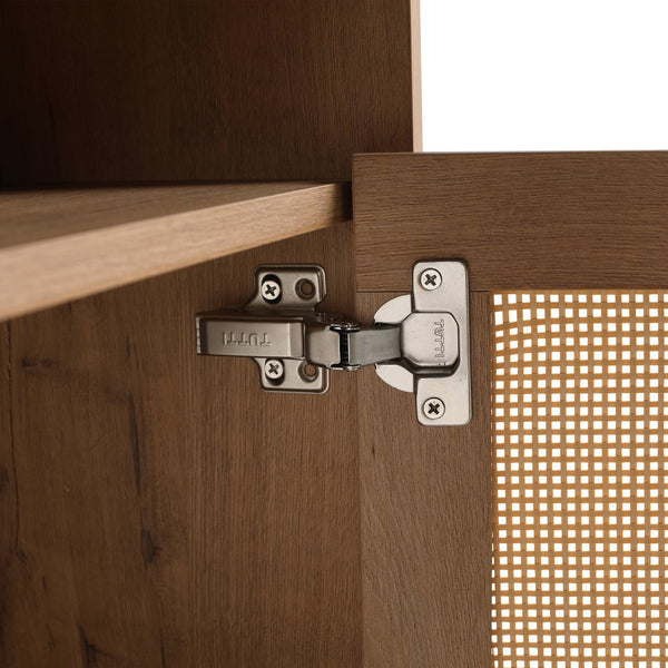 English Elm 30" Modern Wall-Mounted Bathroom Vanity With Black Ceramic Sink, Soft-Close Doors, Oak Finish W999S00398