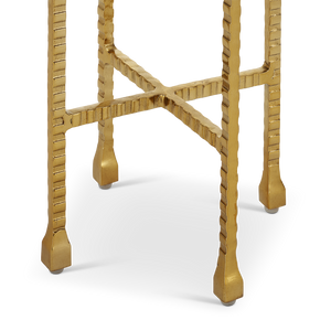 Flying Gold Marble Drinks Table - Chic Industrial Design with Cappuccino Stone & Golden Iron Finish