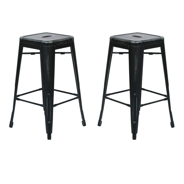 OSP Home Furnishings Bristow 26" Antique Metal Barstools Antique Black