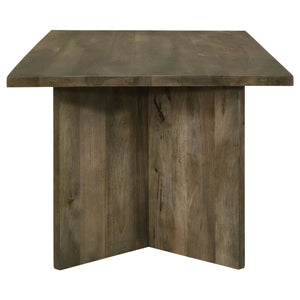 English Elm Roman Mango Brown Rectangular Dining Table with V-Leg Braces, Mango Wood Grain, Rustic Modern 80" Long B062P358239