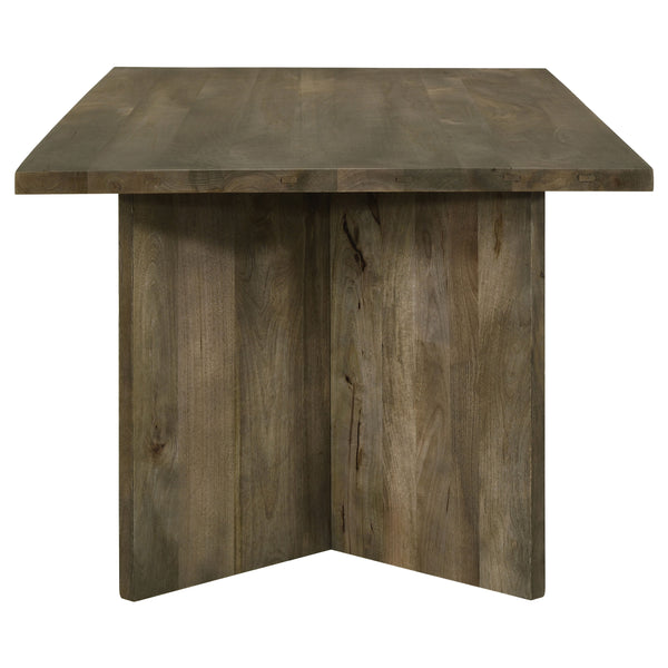 English Elm Roman Mango Brown Rectangular Dining Table with V-Leg Braces, Mango Wood Grain, Rustic Modern 80" Long B062P358239