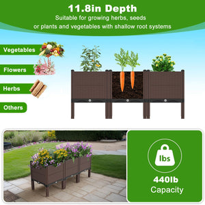 English Elm 47.2x15.7x19.6in Raised Garden Beds Outdoor Polypropylene Planter Box with Drain, Frost & Heat Proof, 440lb Capacity W3101P314485