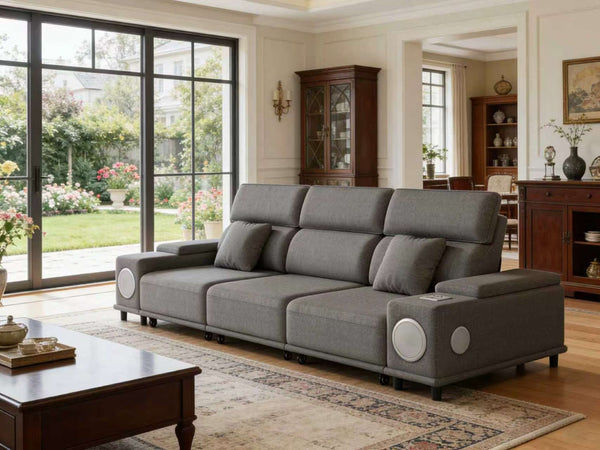 English Elm 3-seater Power Reclining Sofa with Bluetooth Speakers Wireless Charging Usb Living Room W3795S00015