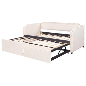English Elm Twin Velvet Upholstered Daybed with Pop up Trundle for Guest or Kids Rooms SF000197AAA