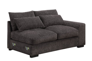 English Elm Modern Flannel Velvet Modular Sectional with Reclining Seats Usb Console Ottomans Coffee B2730S00047
