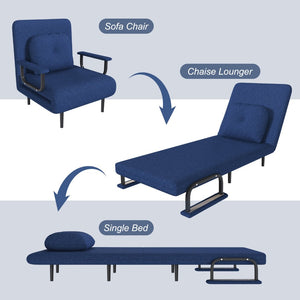 English Elm Folding Convertible Chair Sleeper with Steel Frame and 5 Position Adjustable Backrest W2700P394063