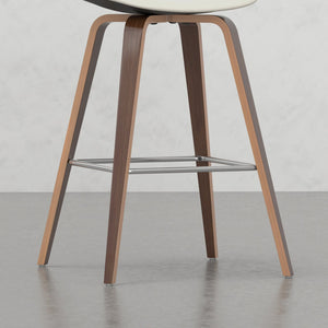 English Elm Harvard Cream Bentwood Counter/Bar Stools Set of 2 — Mid-Century Faux Leather Seats, Chrome Footrest B2732P253611